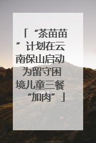 “茶苗苗”计划在云南保山启动 为留守困境儿童三餐“加肉”